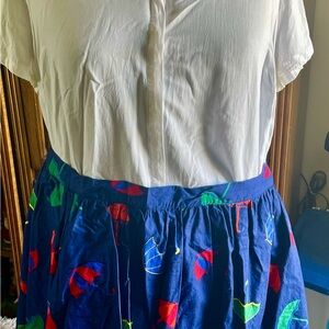 Modcloth Blue Red Skater Mini  skirt and matching shirt